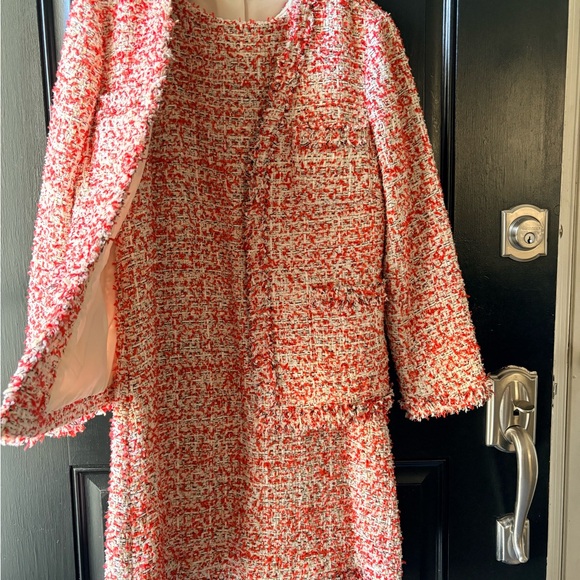 Ann Taylor Orange Multicolor Tweed 2 Piece Dress Suit Size 8 - Picture 4 of 15